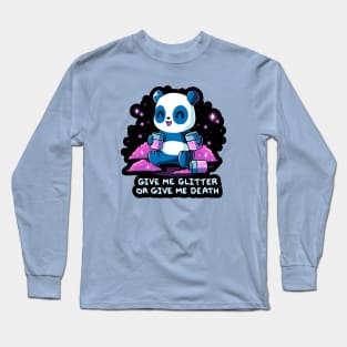 Give me glitter! Cute Funny Panda Girly Animal Lover Artwork Long Sleeve T-Shirt